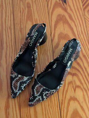 Mango snakeskin slingback heels